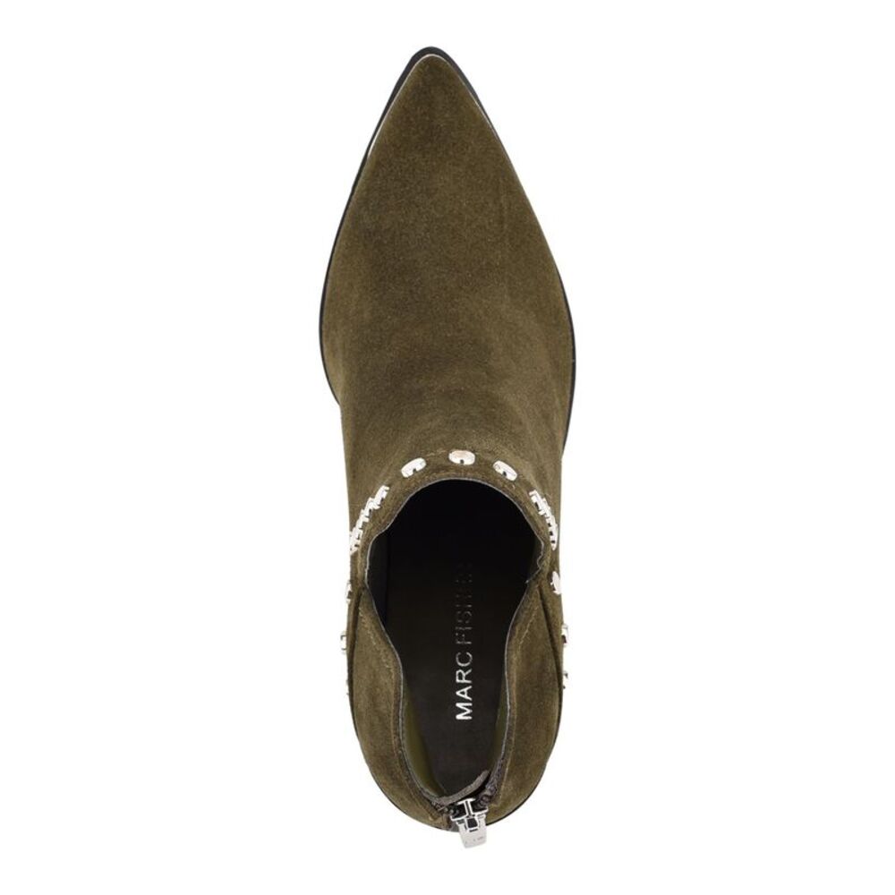 MARC FISHER Womens Green V Notch Dayne Toe Block Heel Leather Booties 8 M - Picture 3 of 4